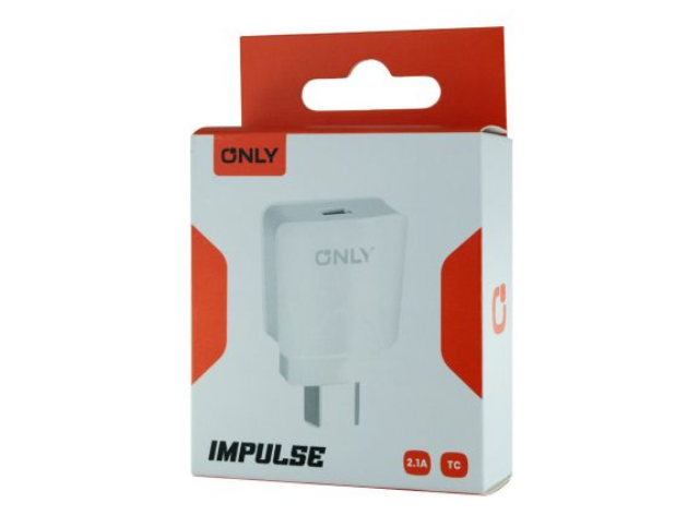 CARGADOR 220V MODO-040 IMPULSE – 2.1A + CABLE TIPO C – ONLY – BLANCO