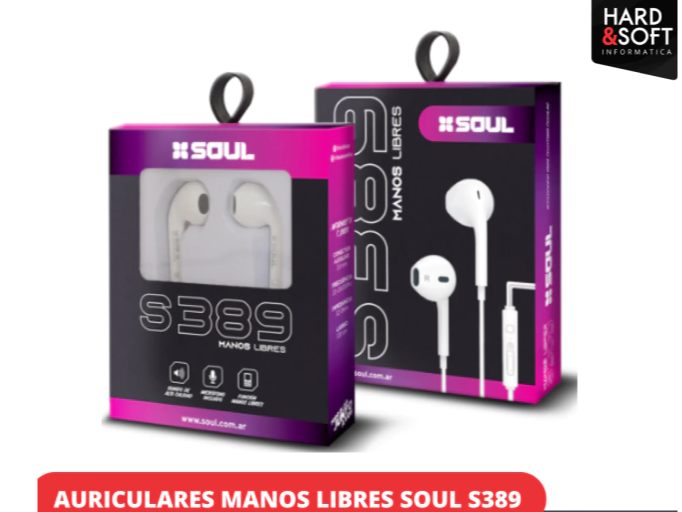 AURICULARES MANOS LIBRES SOUL S389 de Hardsoft La Para