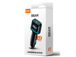 CARGADOR 12V GEAR MODS-504 – 1 USB + 1 TC + CABLE TIPO C – ONLY – NEGRO