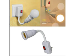 Adaptador Enchufe Flexible A Portalámparas Con Interruptor Blanco