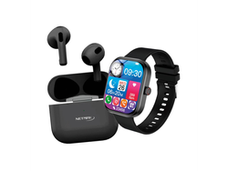 KIT NETMAK NM-VITALITY SMARTWATCH Y AURICULAR TWS BT NEGRO