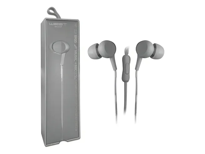Auriculares Manos Libres In-ear 120cm West F031 Bass Celular Color Gris