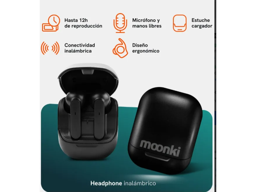 AURICULAR MOONKI SOUND MH-TWS33 NEGRO BT 5.0 de Hardsoft La Puerta