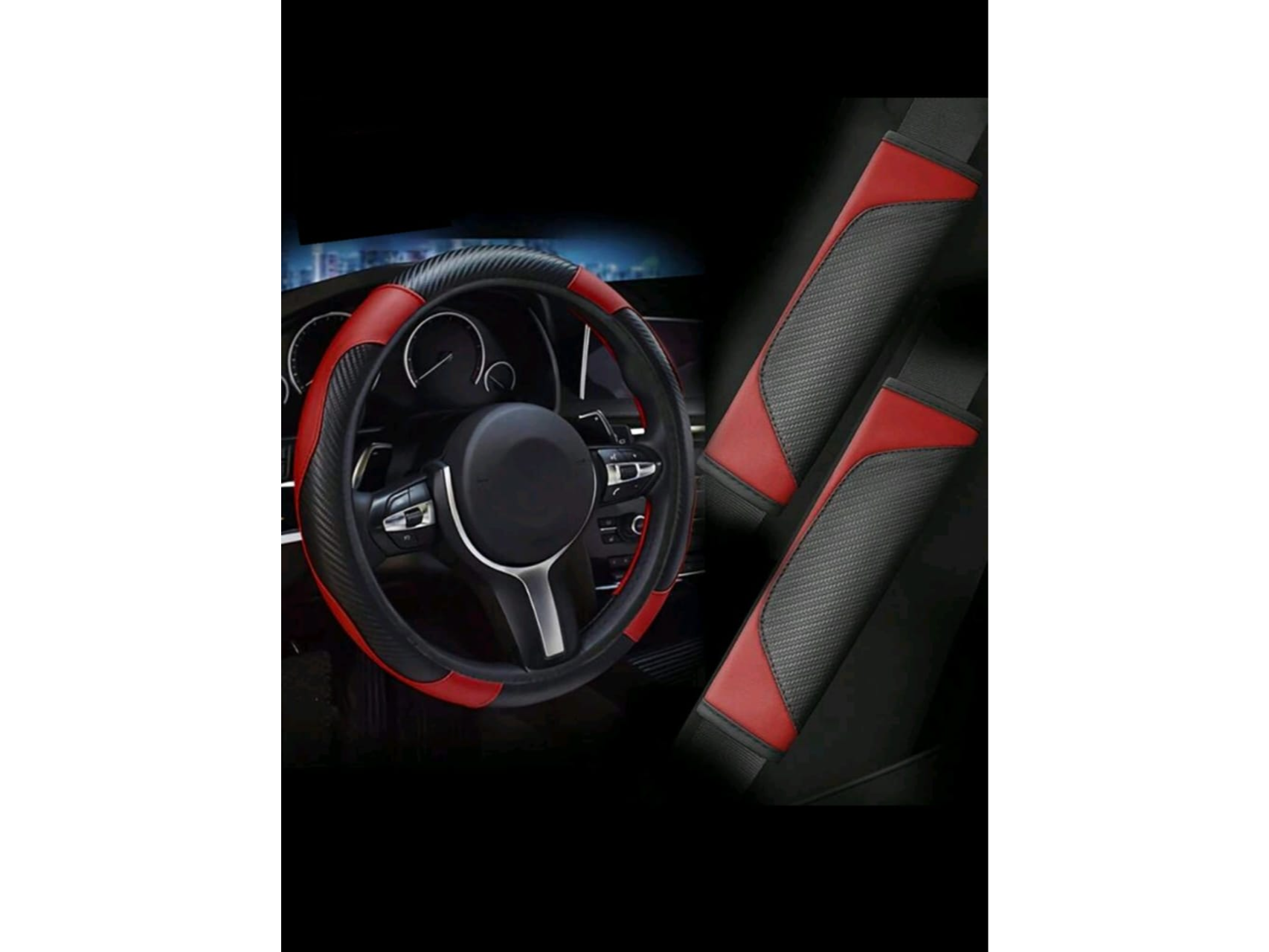 CUBRE VOLANTE NEGRO CON ROJO