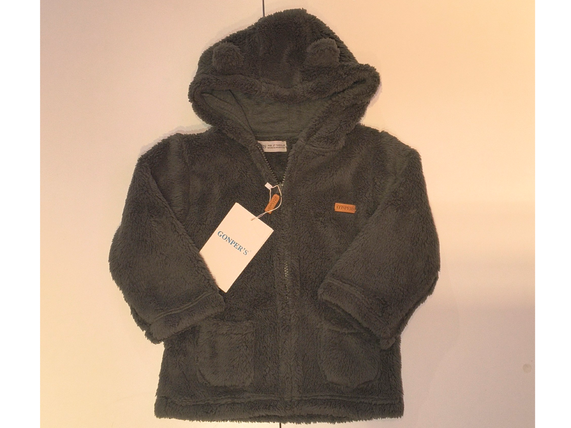 Campera de corderito, verde talle 2/3 años