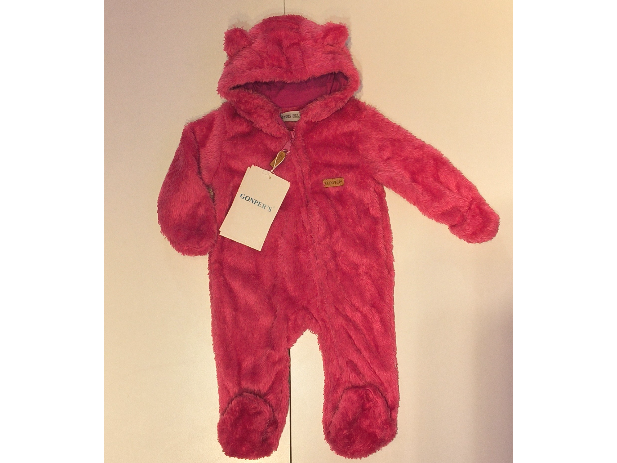 Osito de corderito fucsia talle 6 meses