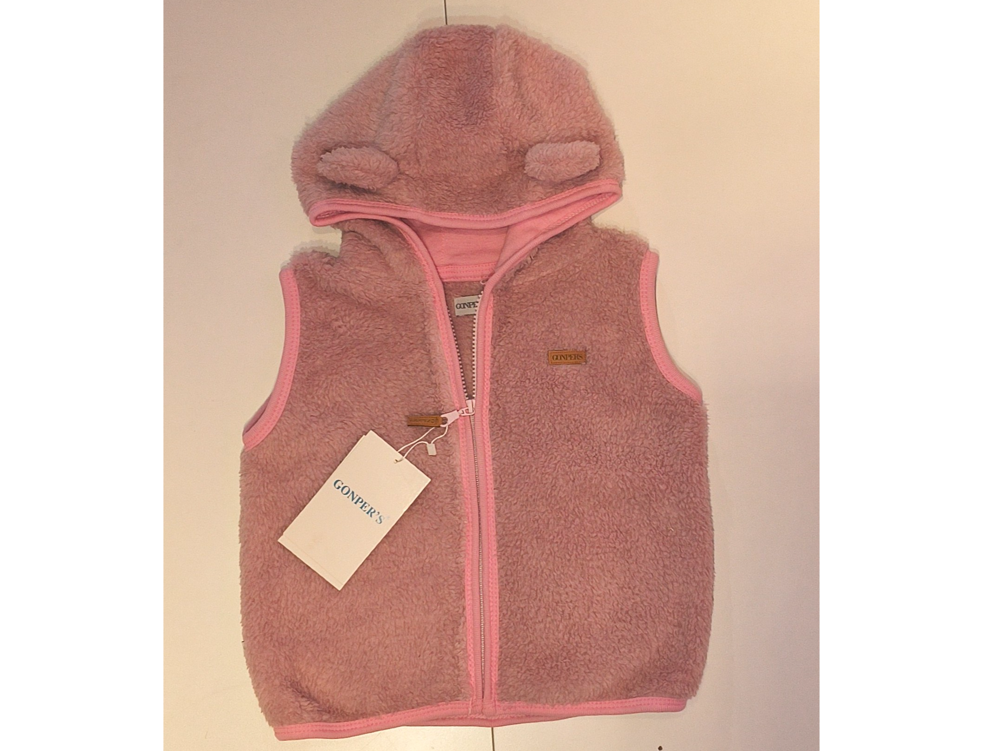 Chaleco corderito rosa, talle 24 meses