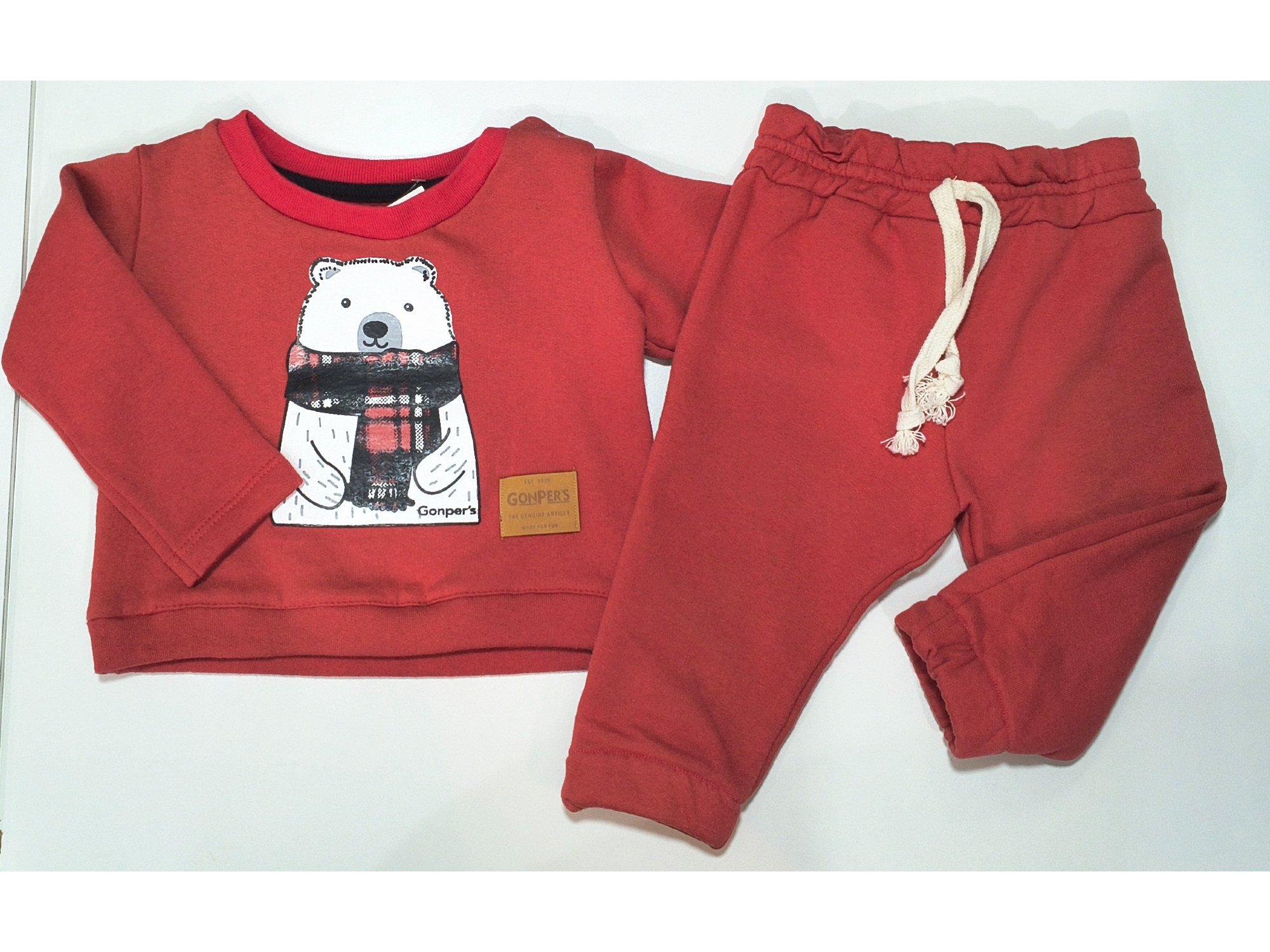 Conjunto friza rojo Osito talle 6 meses