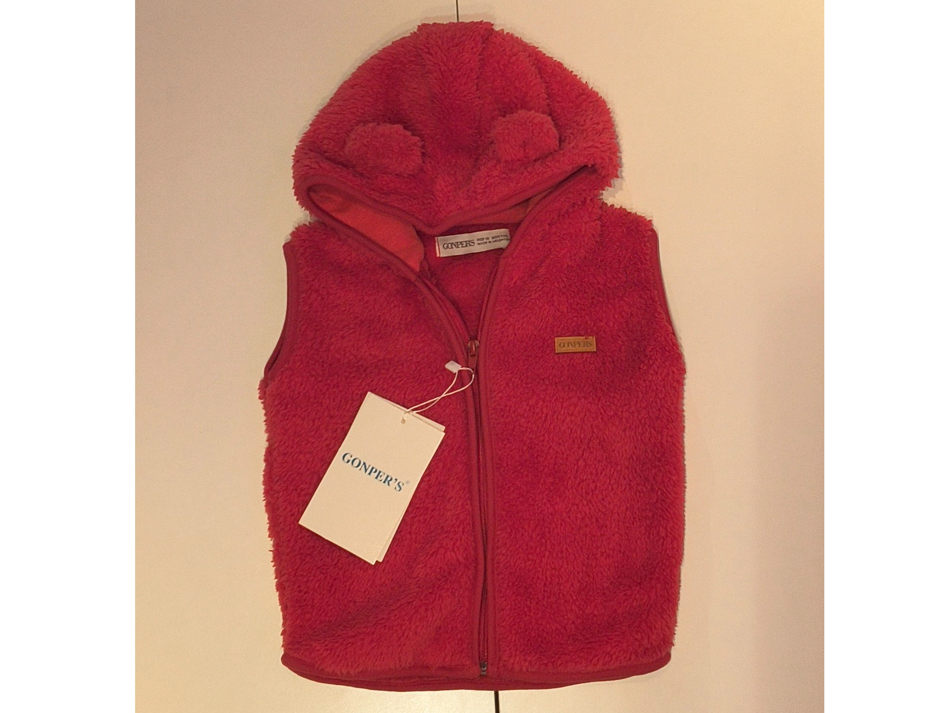 Chaleco corderito rojo, talle 18 meses