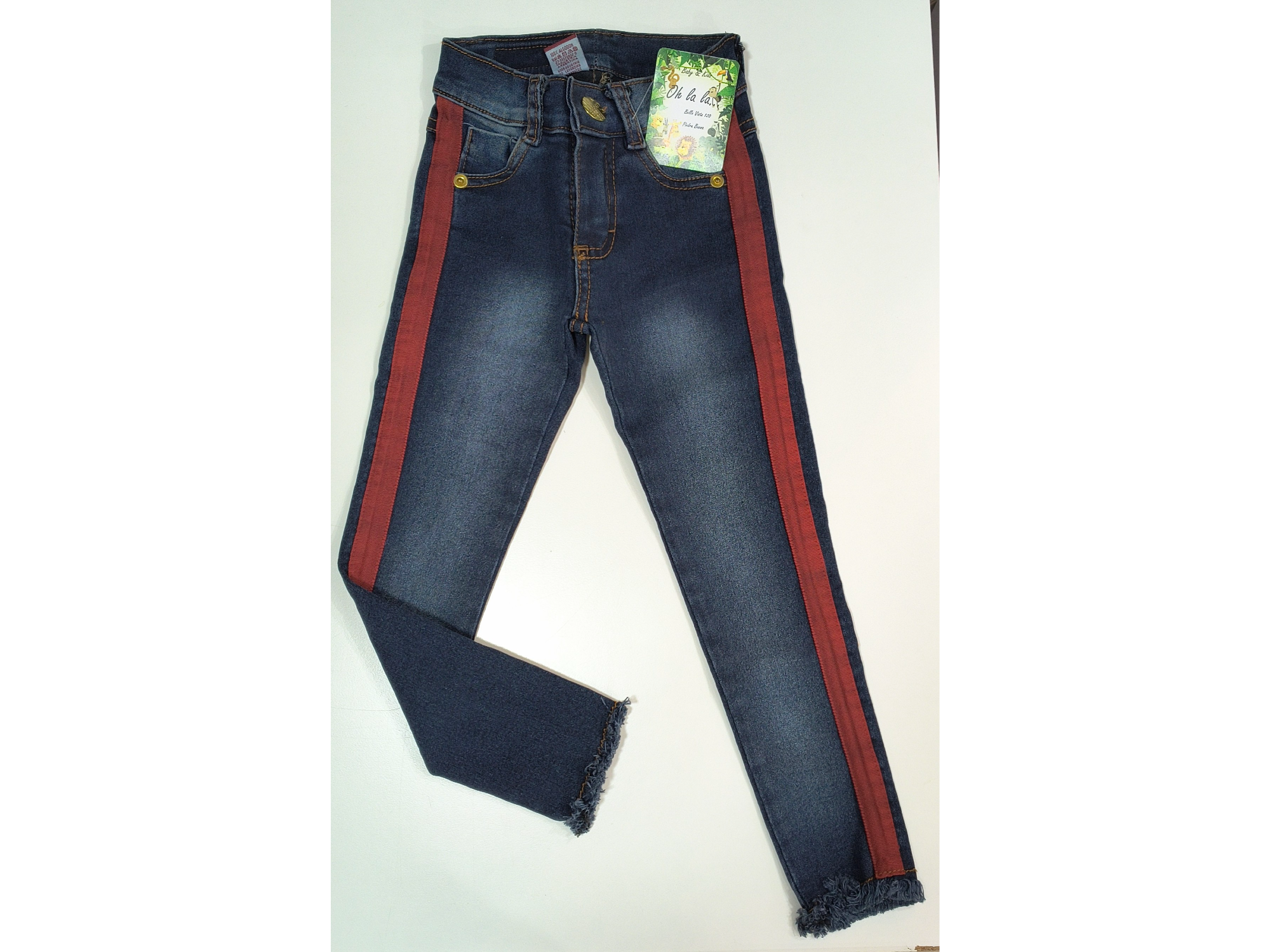 Jean tiras rojas talle 4 kids