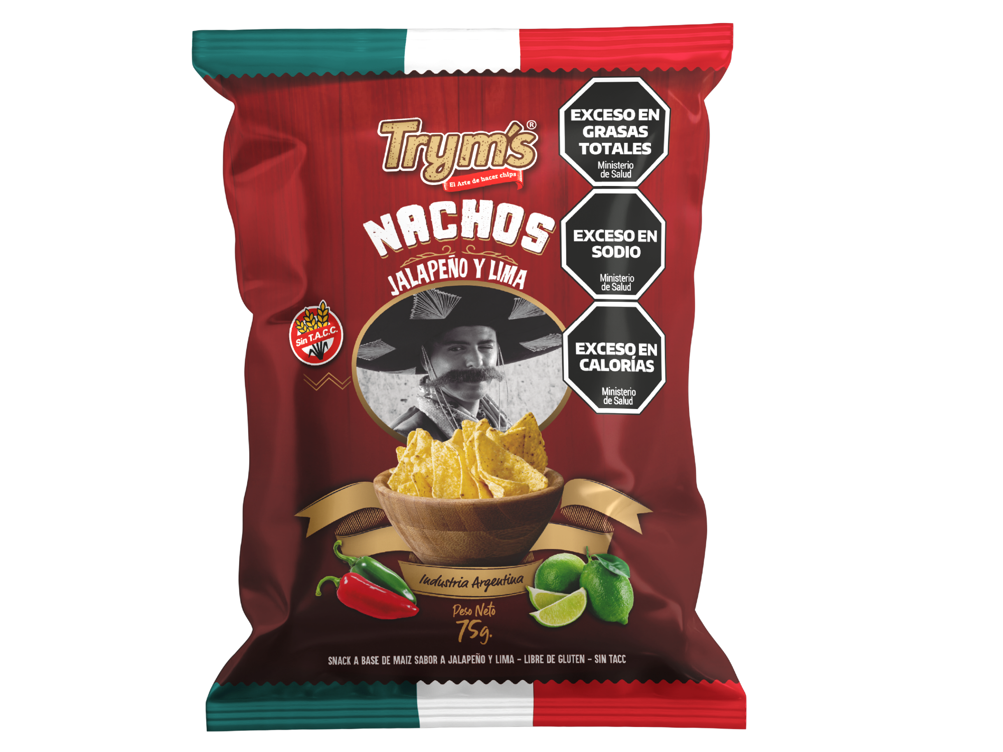 NACHOS JALAPEÑO Y LIMA x 75 g