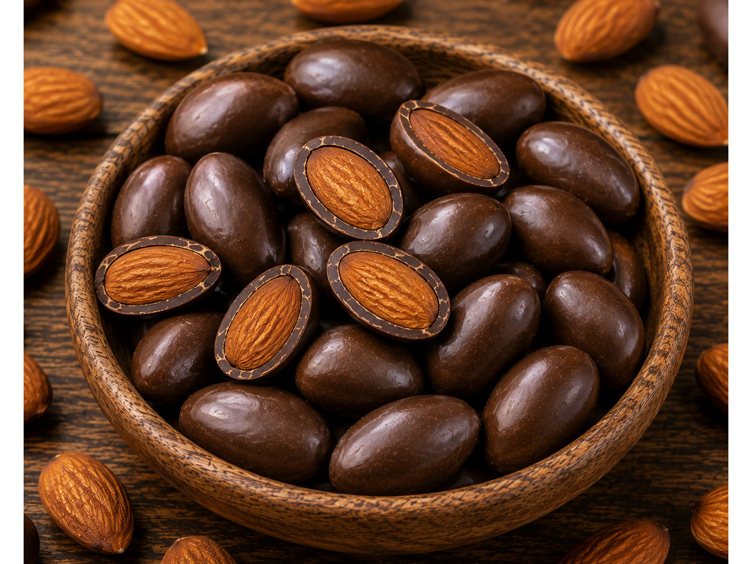 Almendras con chocolate negro x 100 grs