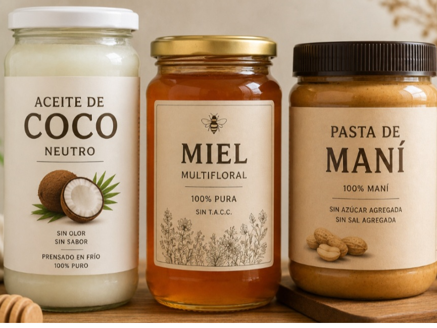 1 aceite de coco + 1 miel + 1 pasta de maní