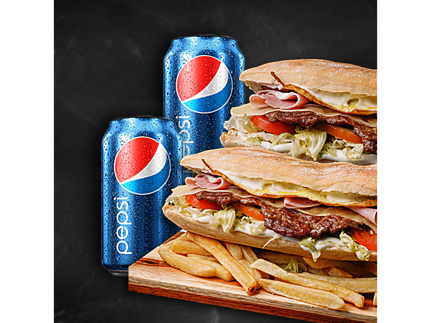 2 Lomitos + 2 Pepsi  354 cc