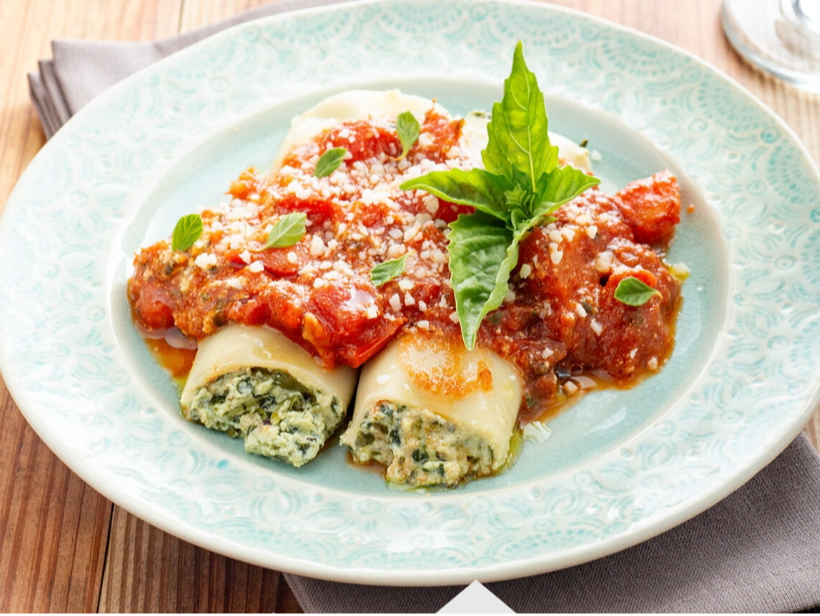 Canelones de verdura y queso