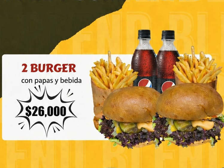 COMBO 2 BURGER + 2 GASEOSAS 500 cc
