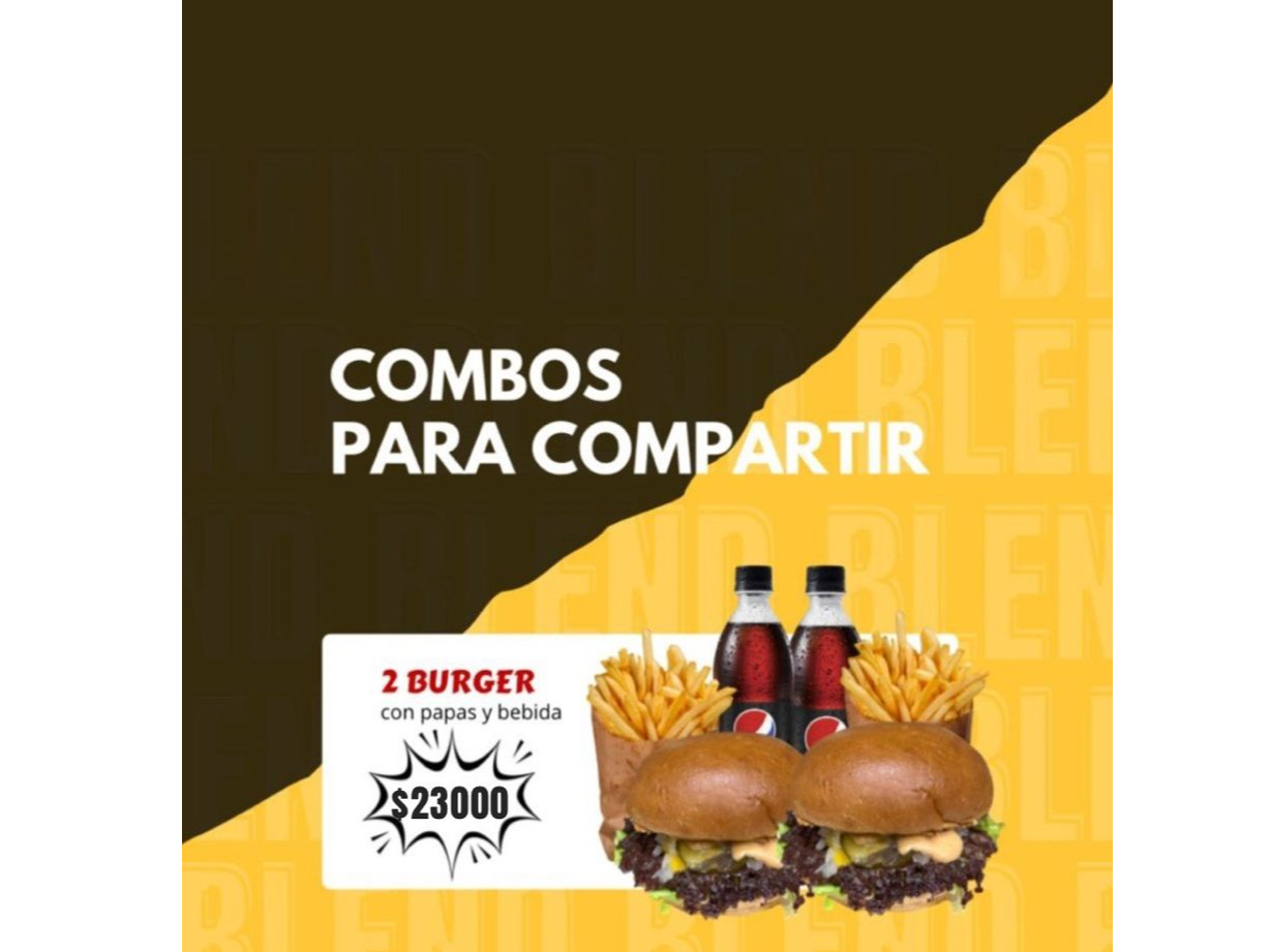 COMBO 2 BURGER + 2 GASEOSAS 500 cc