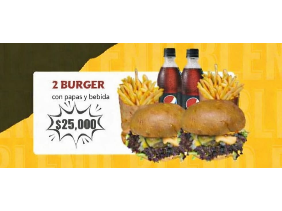 COMBO 2 BURGER + 2 GASEOSAS 500 cc