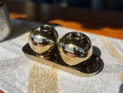 Porta Velas + Base - Dorado