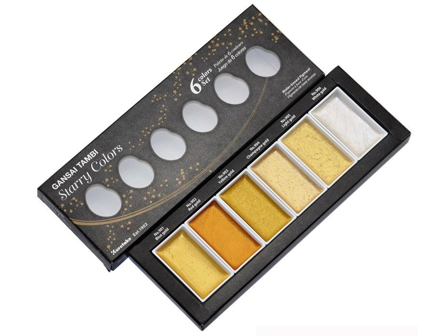 Acuarelas Gansai x6 oro
