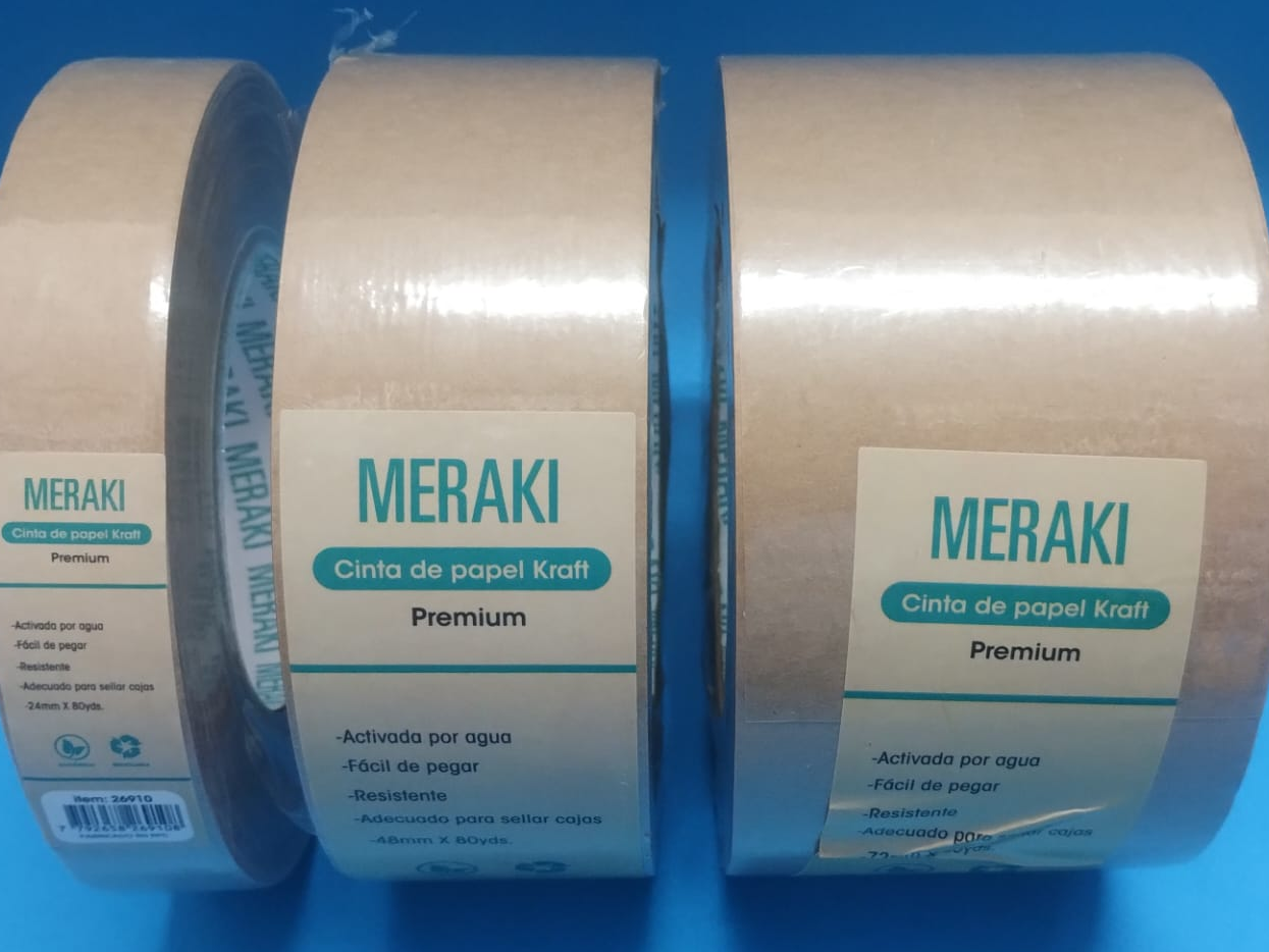 Cinta de papel kraft engomada.