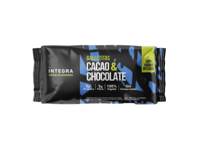 Galleta Integra de cacao y chocolate x72g