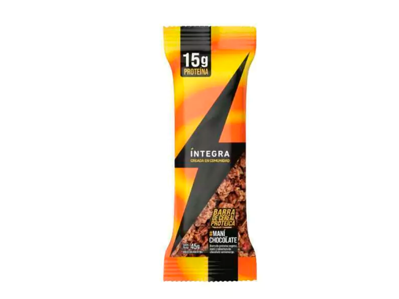 Barrita Integra proteica con mani y chocolate