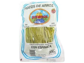 Fideos soy arroz espinaca