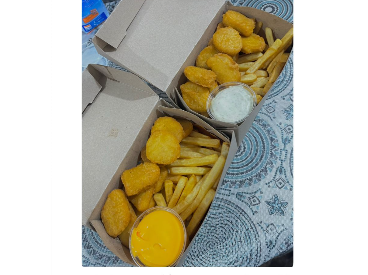 Nuggets con papas fritas