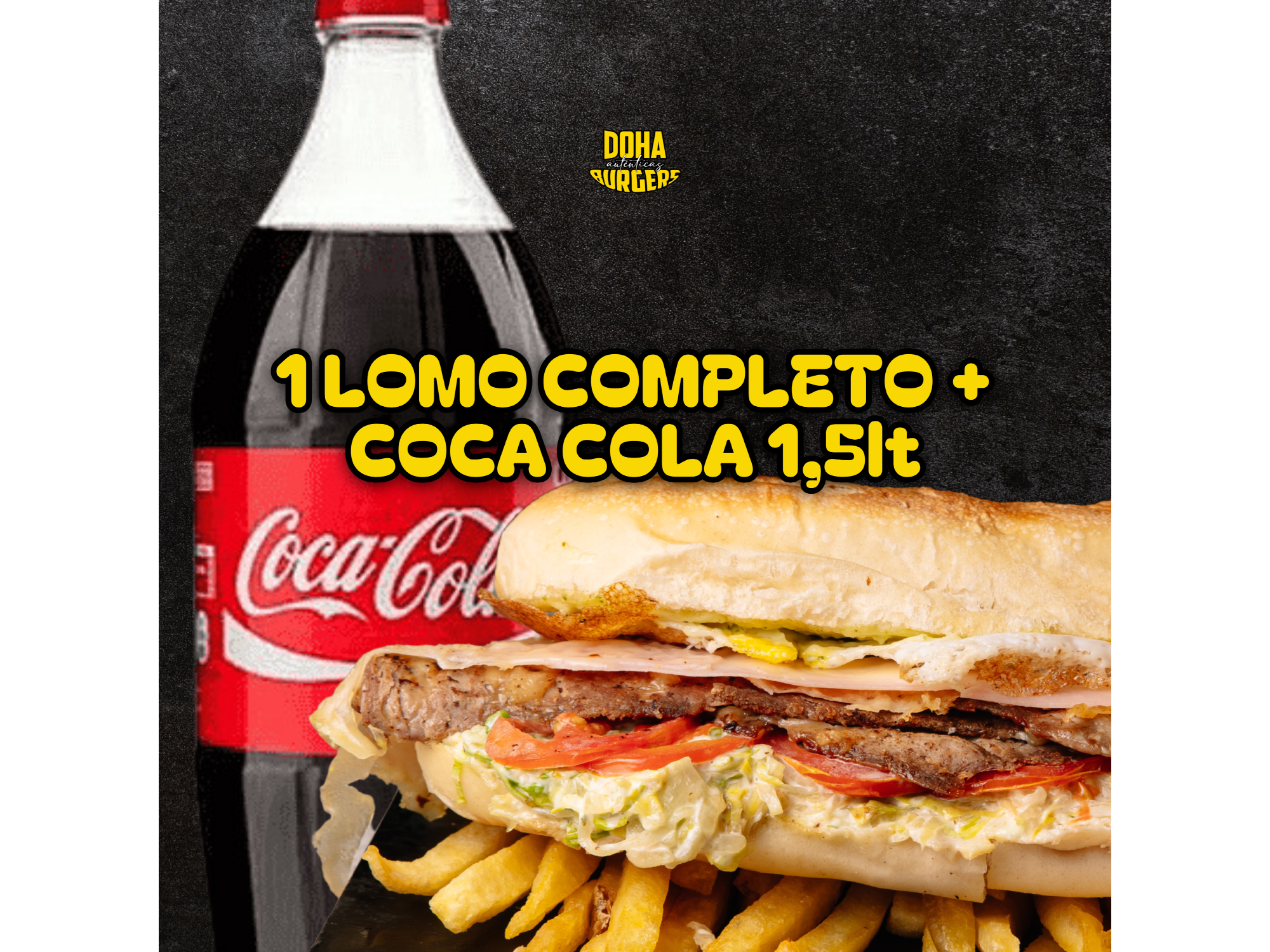 1 LOMO COMPLETO + GASEOSA DE 1,5lt