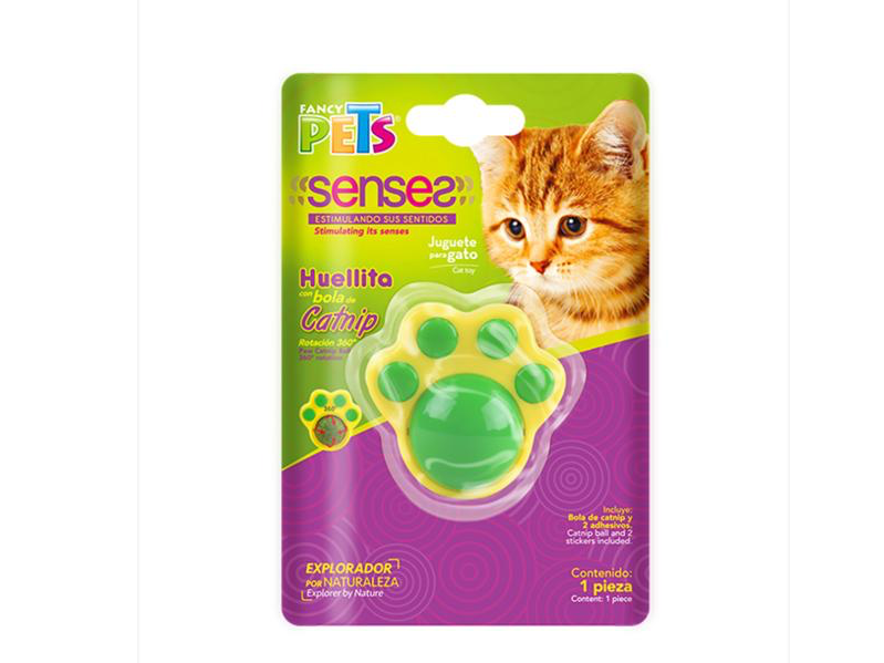 JUGUETE HUELLA C/BOLA DE CATNIP P/ GATO PLAY. (FL8497)