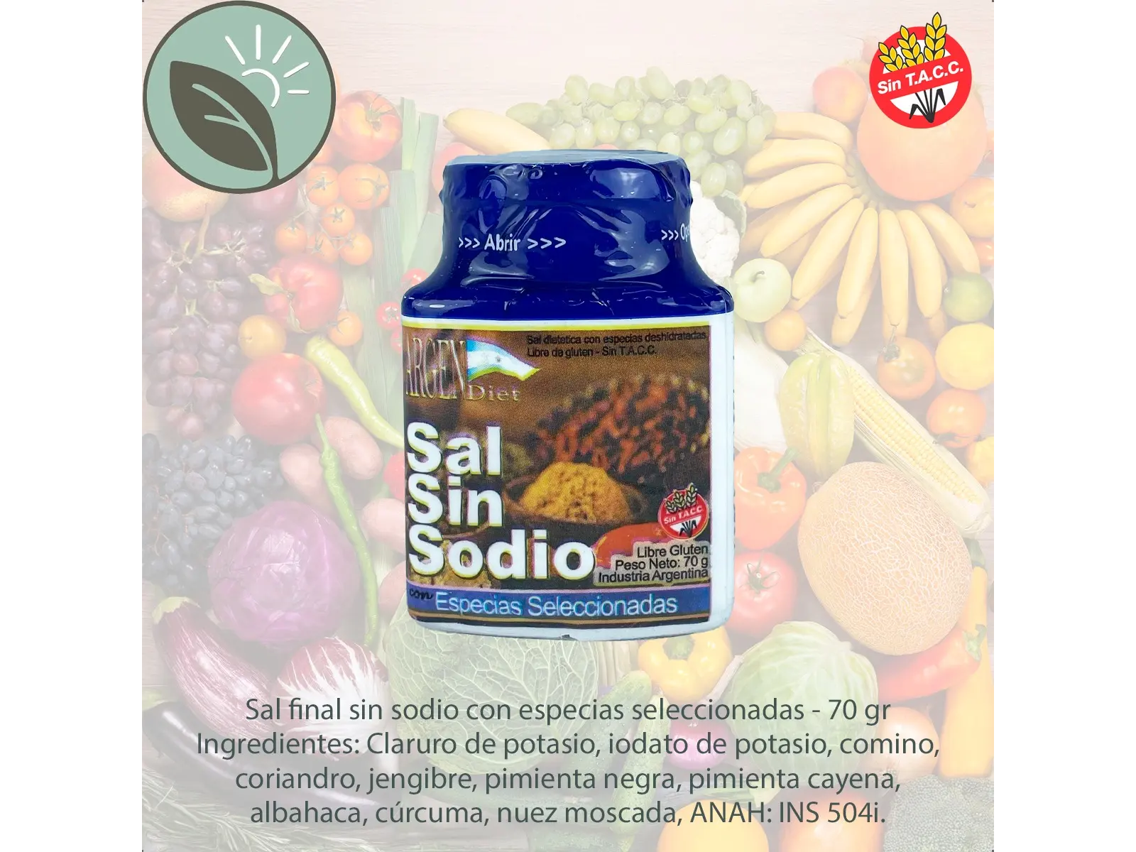 Sal sin sodio Sabor Natural ARGENDIET x 70gr