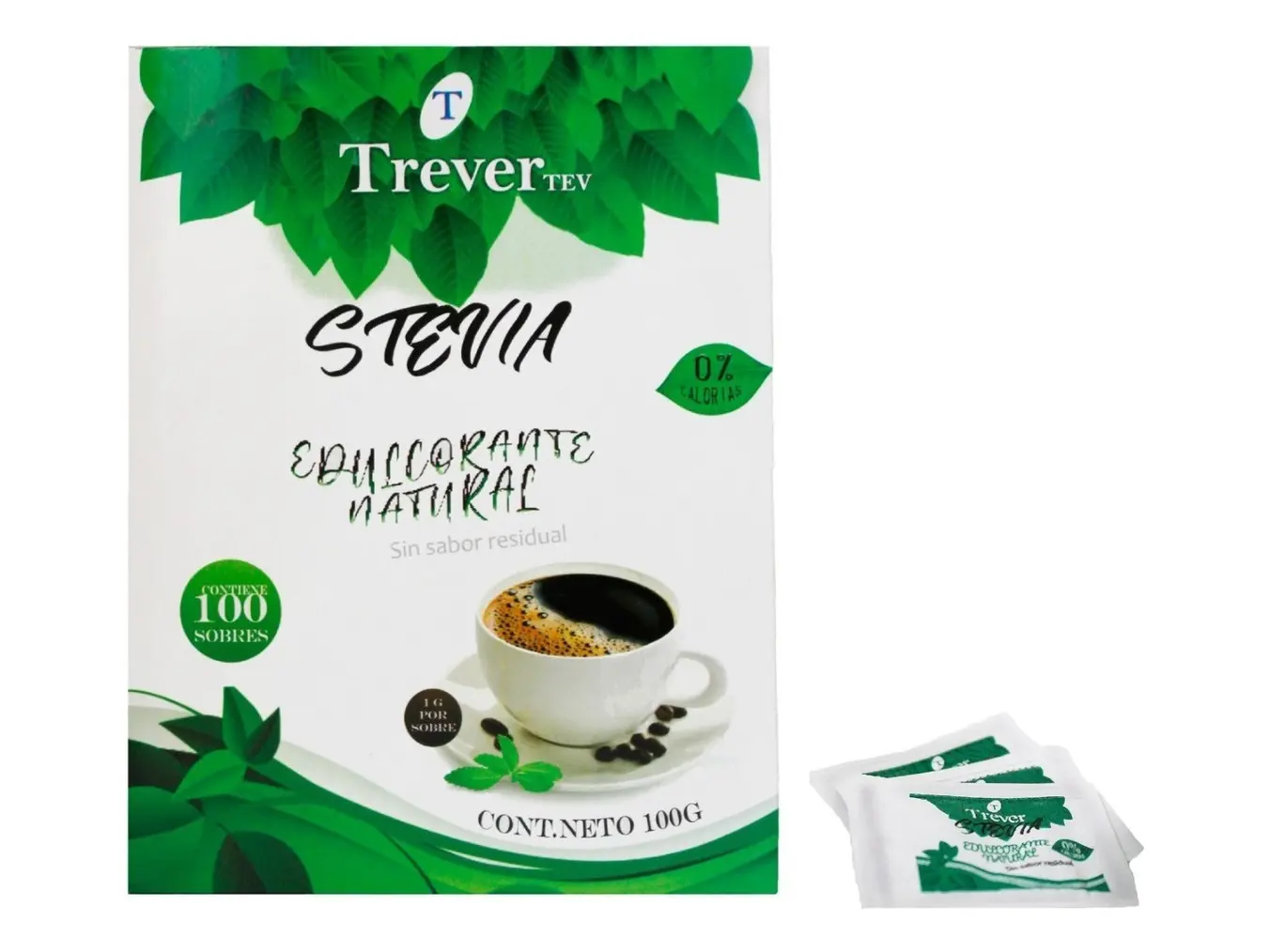 Edulcorante de Mesa Stevia TREVER en Polvo x 100 sobres -