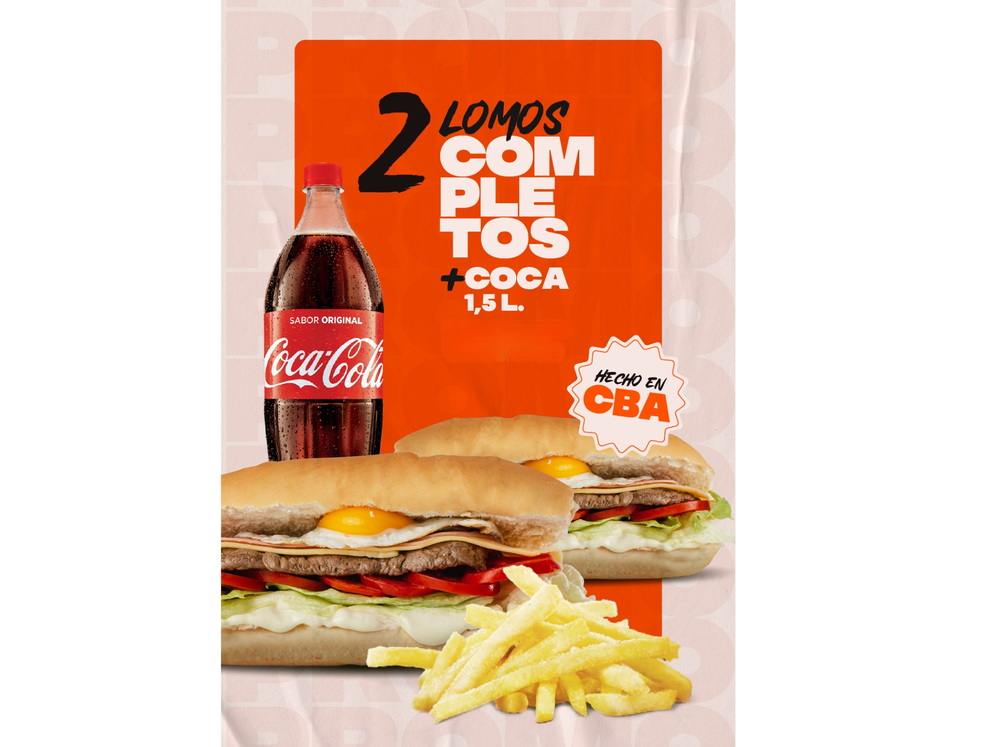 2 lomos de carne + gaseosa 1.5 lts