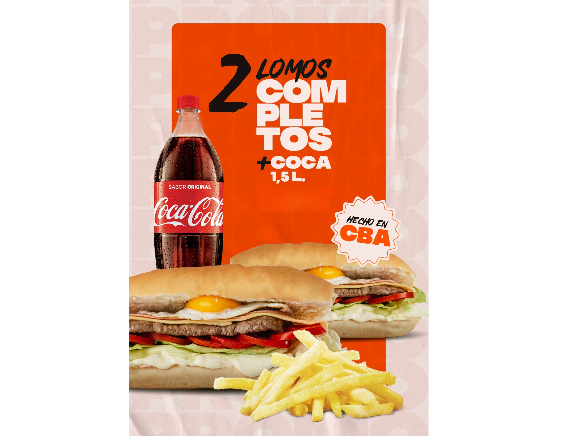 2 lomos de carne + gaseosa 1.5 lts