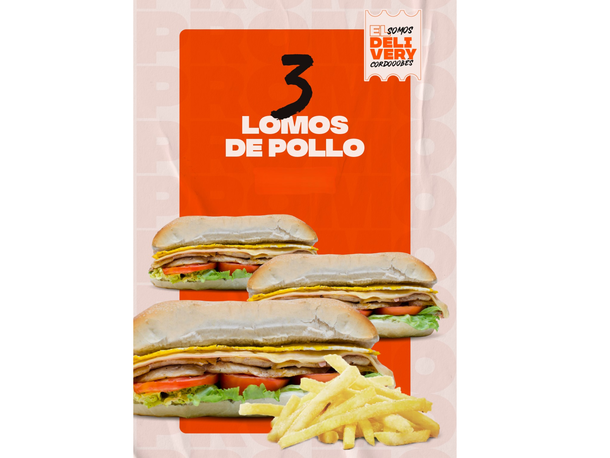 3 lomos de pollo