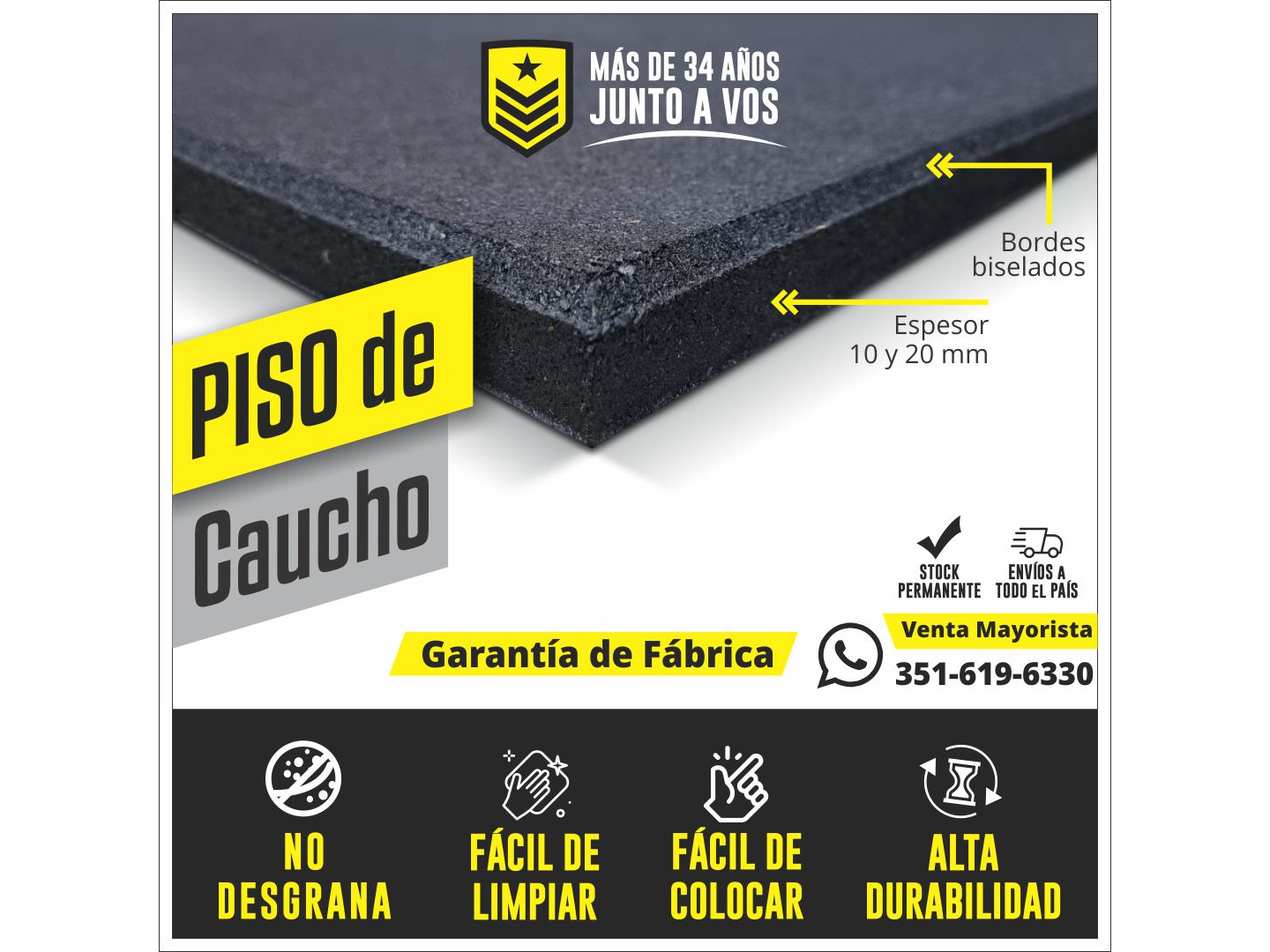 PISO DE CAUCHO (1 m x 1 m x 10 mm)