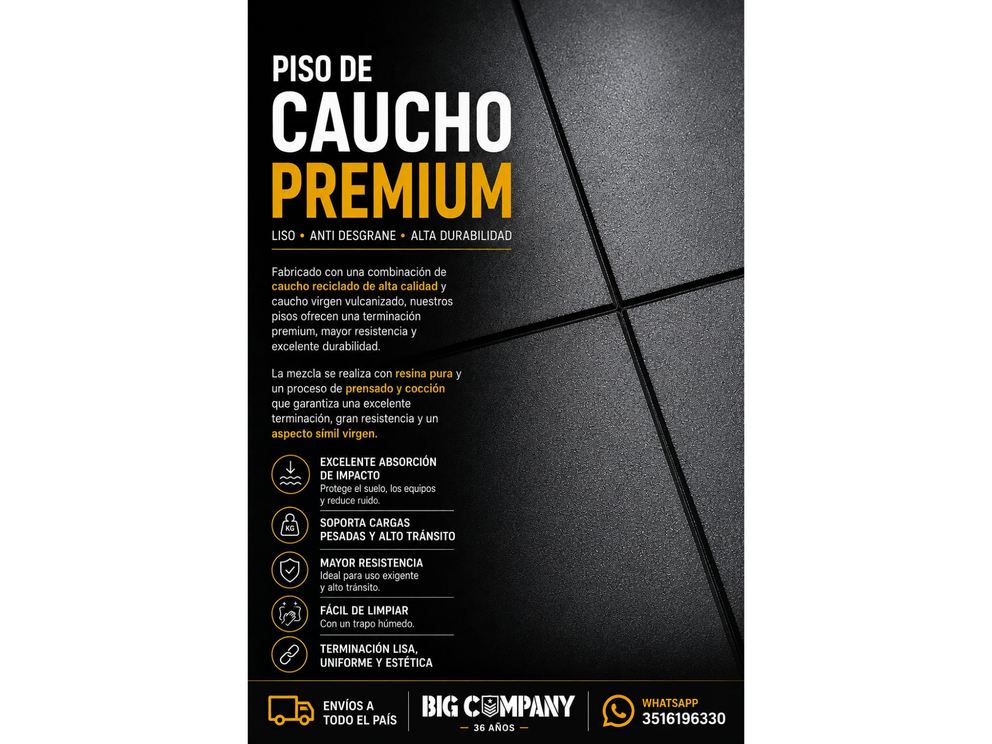 PISO DE CAUCHO (1 m x 1 m x 10 mm)