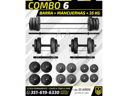 COMBO 6: BARRA + MANCUERNAS + 35 KG
