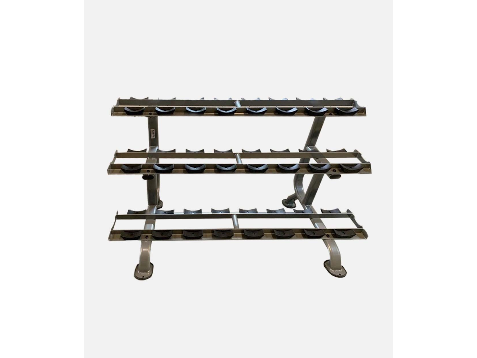 Rack horizontal para mancuernas redondas de caucho (12 pares)