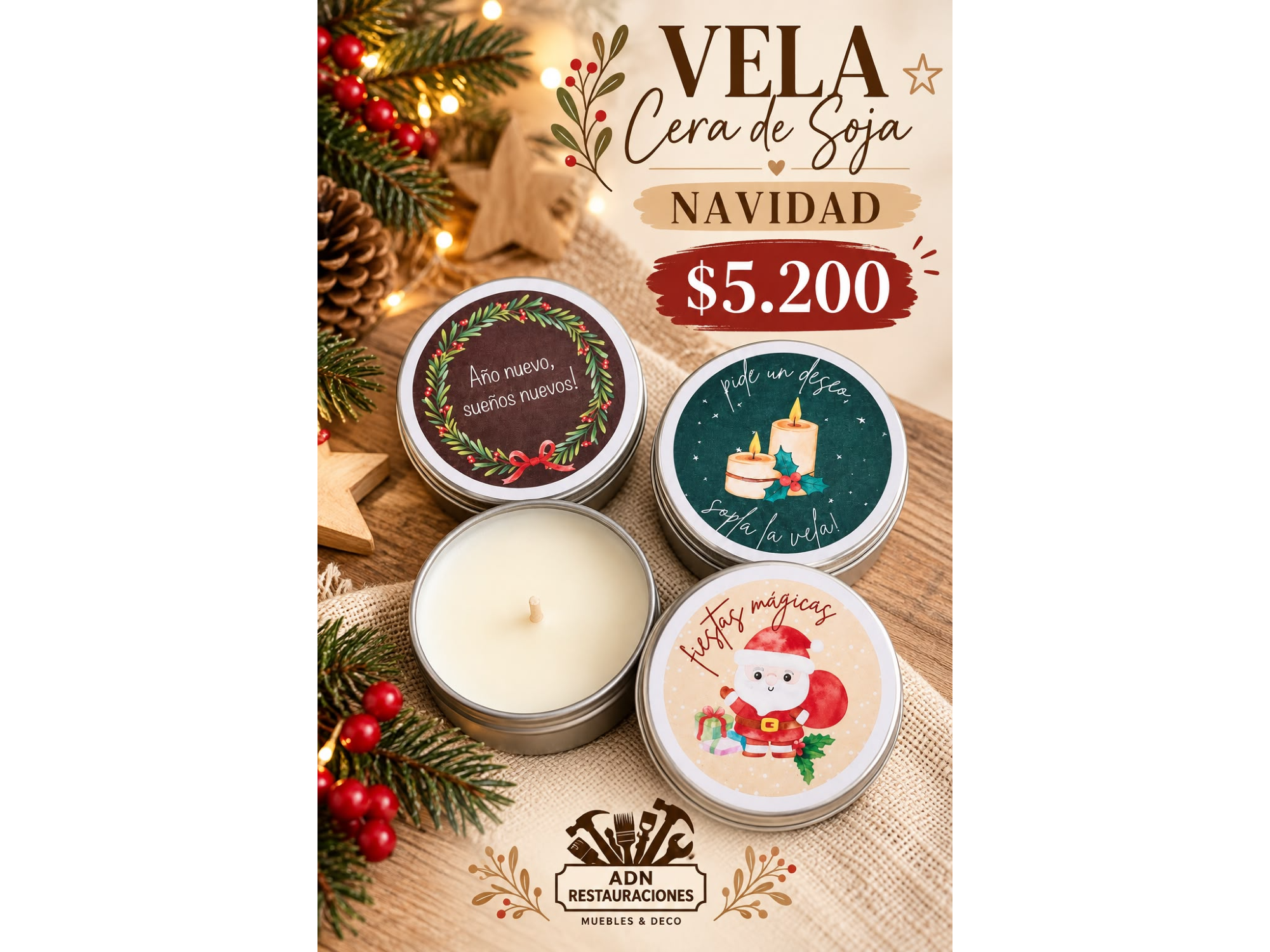 VELA EN LATA NAVIDAD