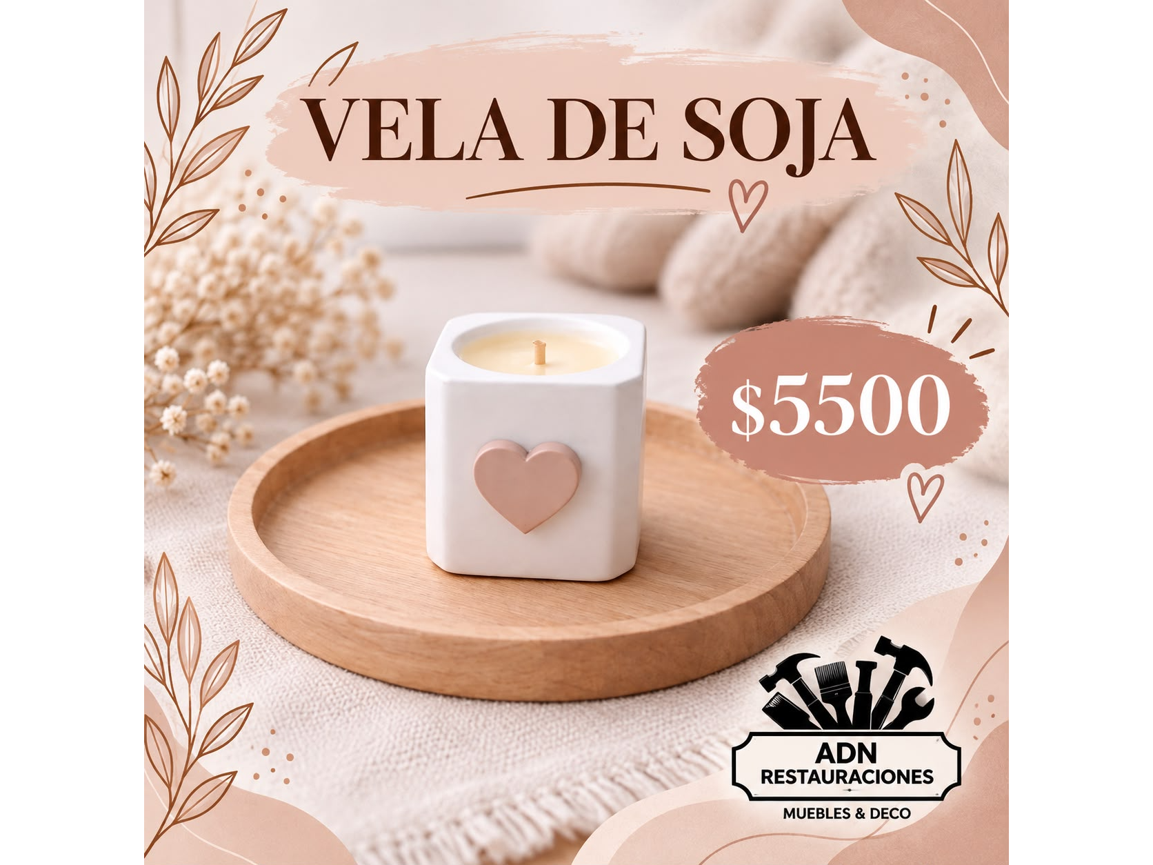 VELA DE SOJA CON CORAZON