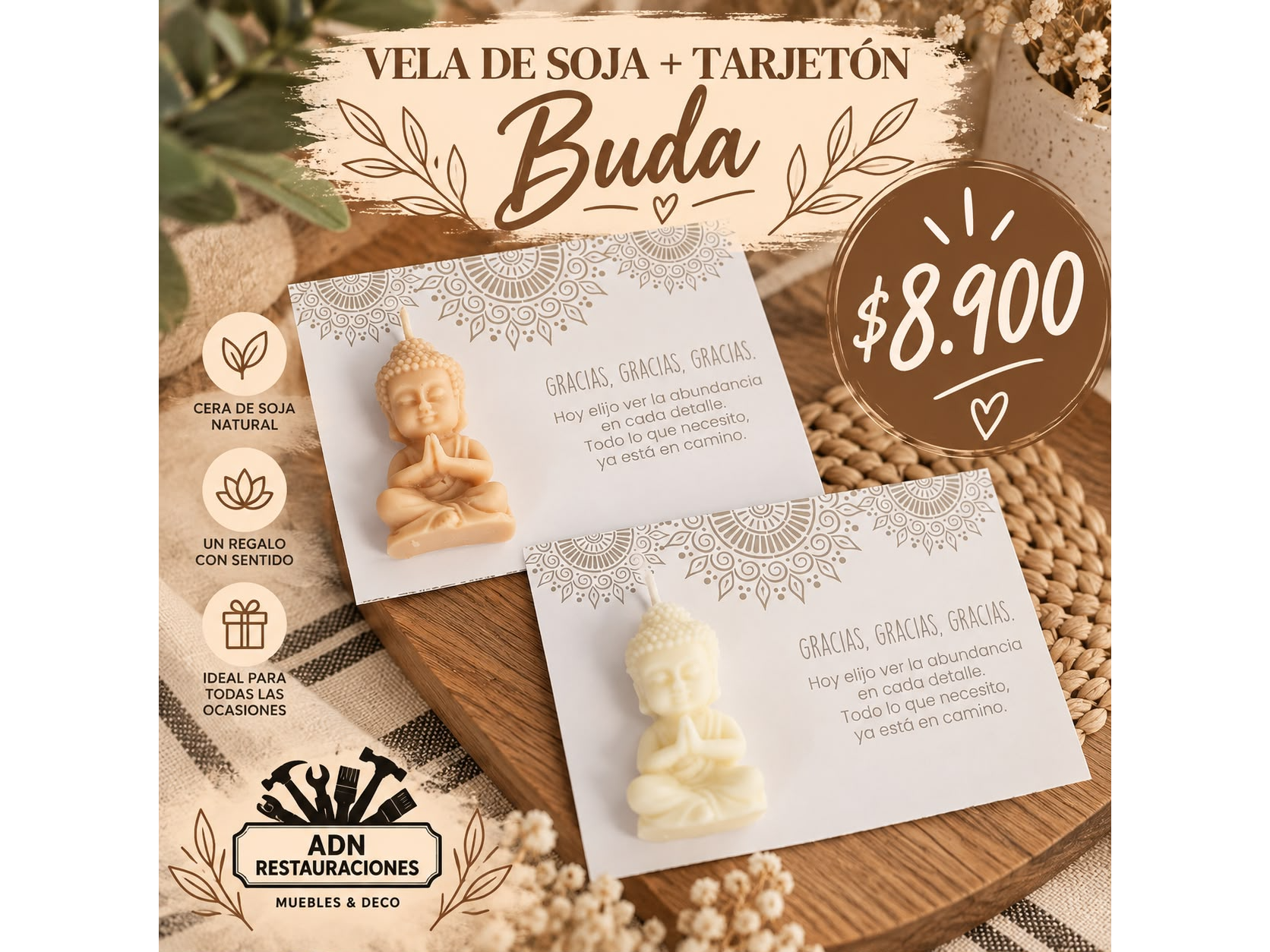 VELA DE SOJA BUDA + TAREJETA