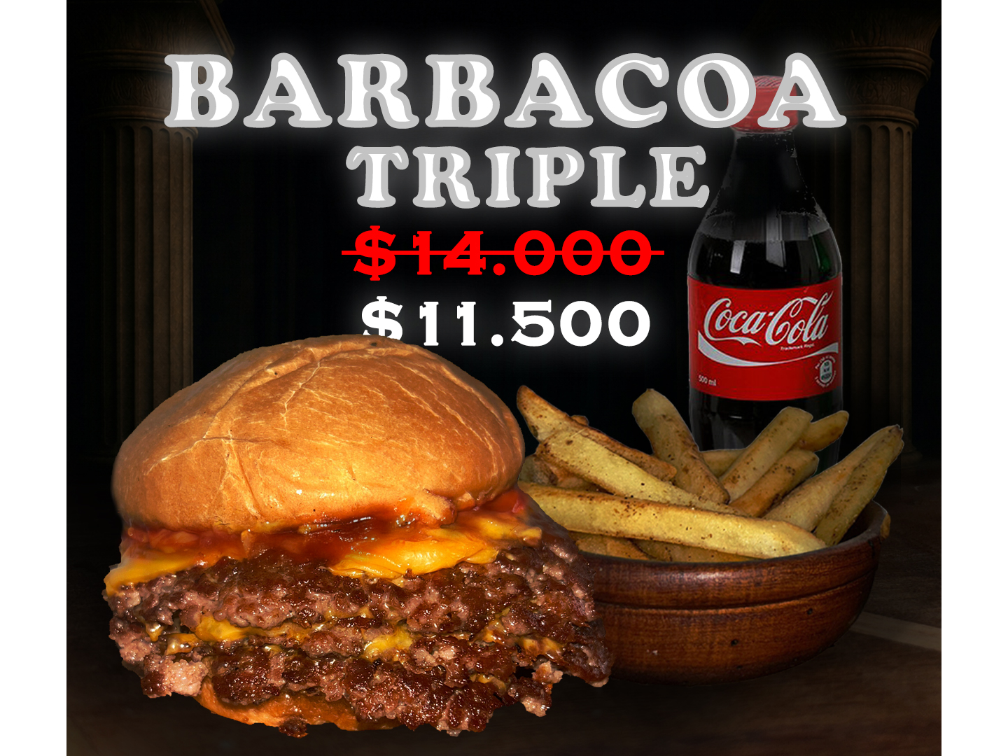PROMO TRIPLE BARBACOA + COCA 500cc