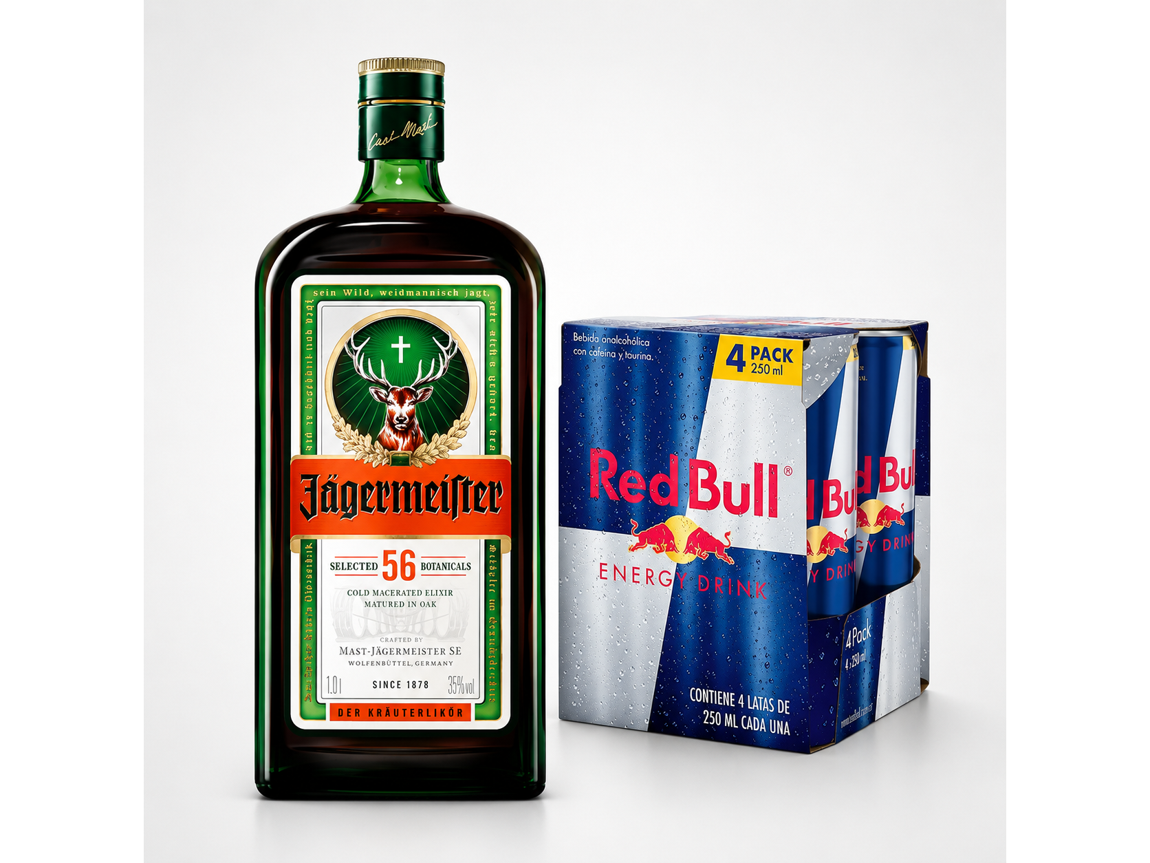 Jagermeister + 4 Red Bull 250ml