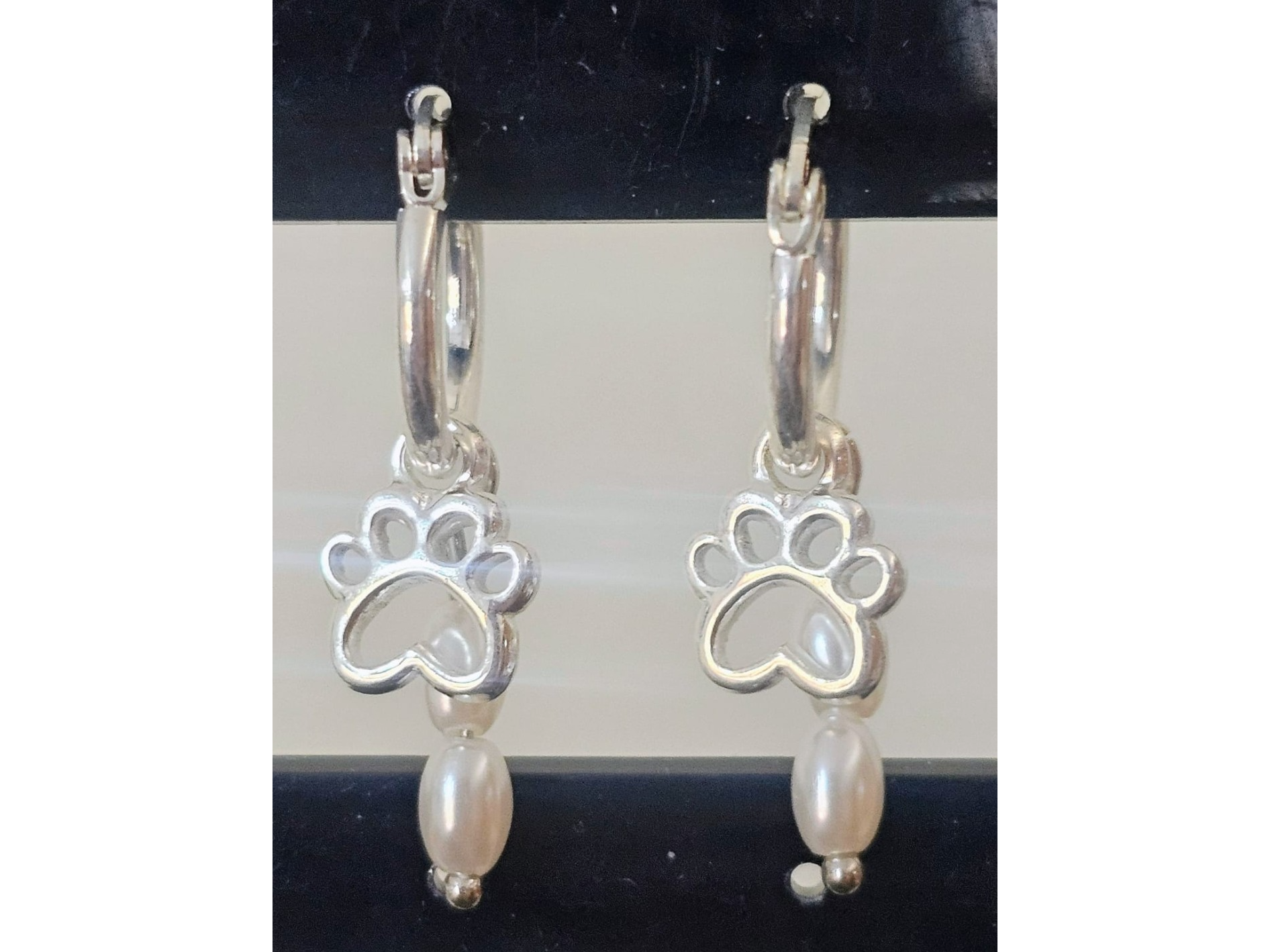 Aros huella y perlas