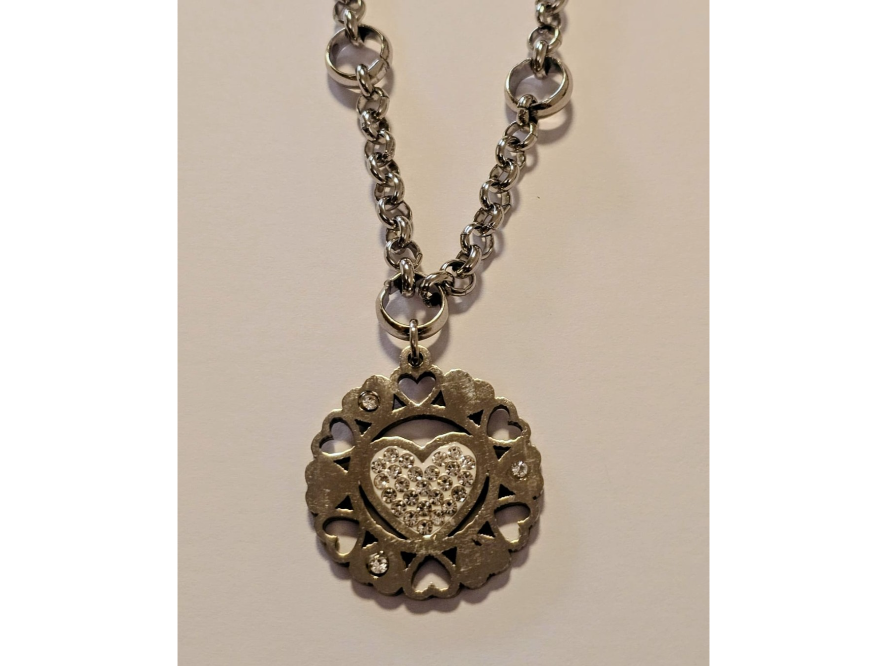 Conjunto corazon con cadena combinada