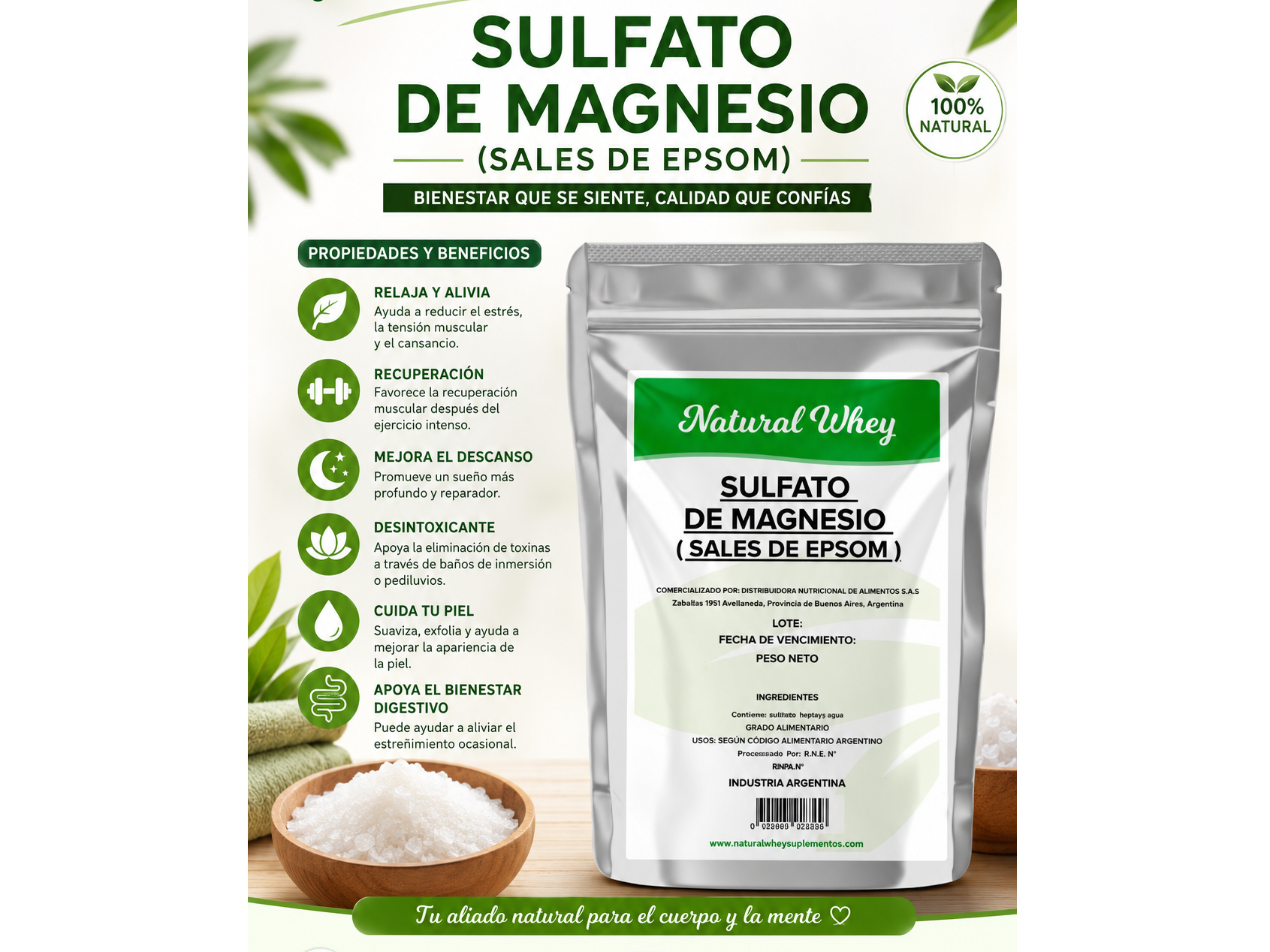 Sulfato de Magnesio - Sal de Epsom