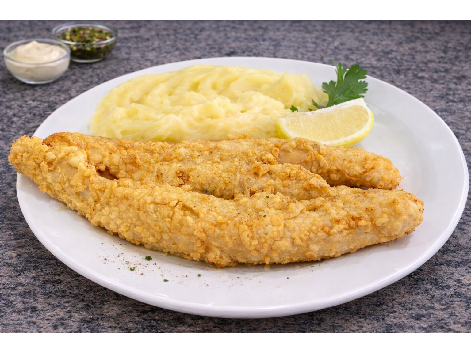 Escalope de Merluza con Guarnición a Eleccion