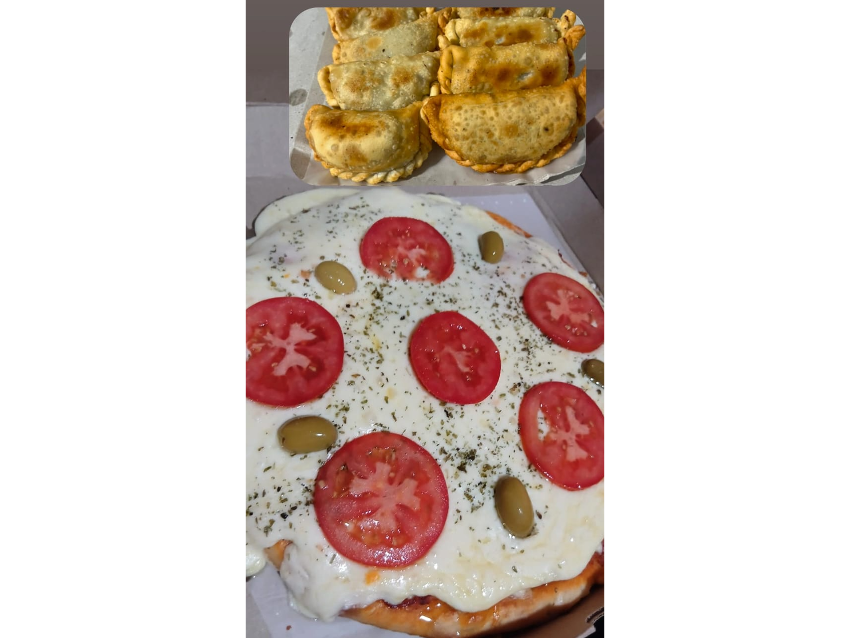 Pizza napolitana y 6 empanadas de carne